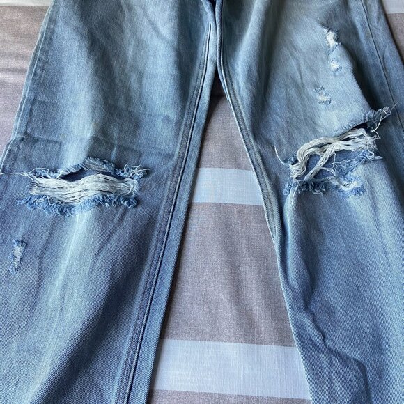 JBD Distressed Wide-Leg Jeans Light Wash, High Rise, Ripped Knees Sz 25 - Picture 4 of 7